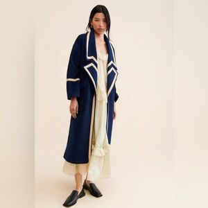 Nocturne Free People Long Coat Military Trimmed Overcoat Size L SOLD OUT